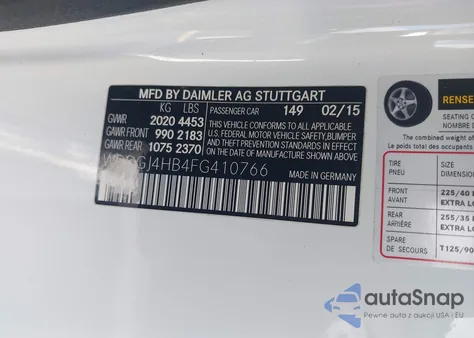 2015 Mercedes-Benz C 250 из США, поврежденный, VIN WDDGJ4HB4FG410766